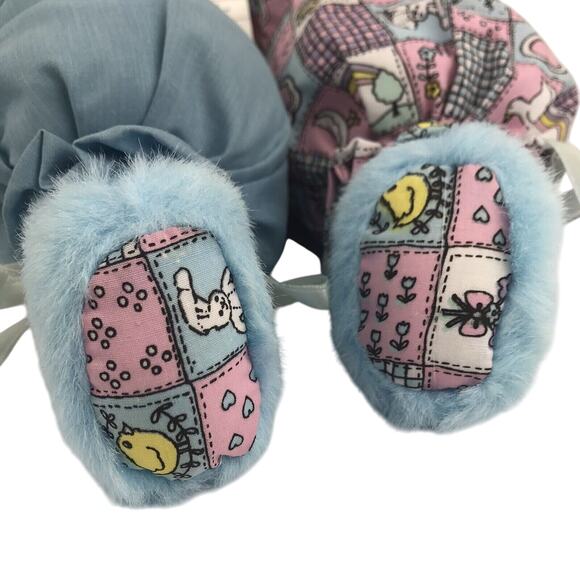 Vintage Joelson Bunny Rabbit Plush 17" Blue Patchwork Ruffle Stuffed Animal 1994 - Picture 5 of 8